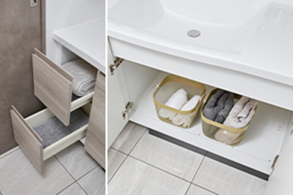 2段スライド収納＆開き収納